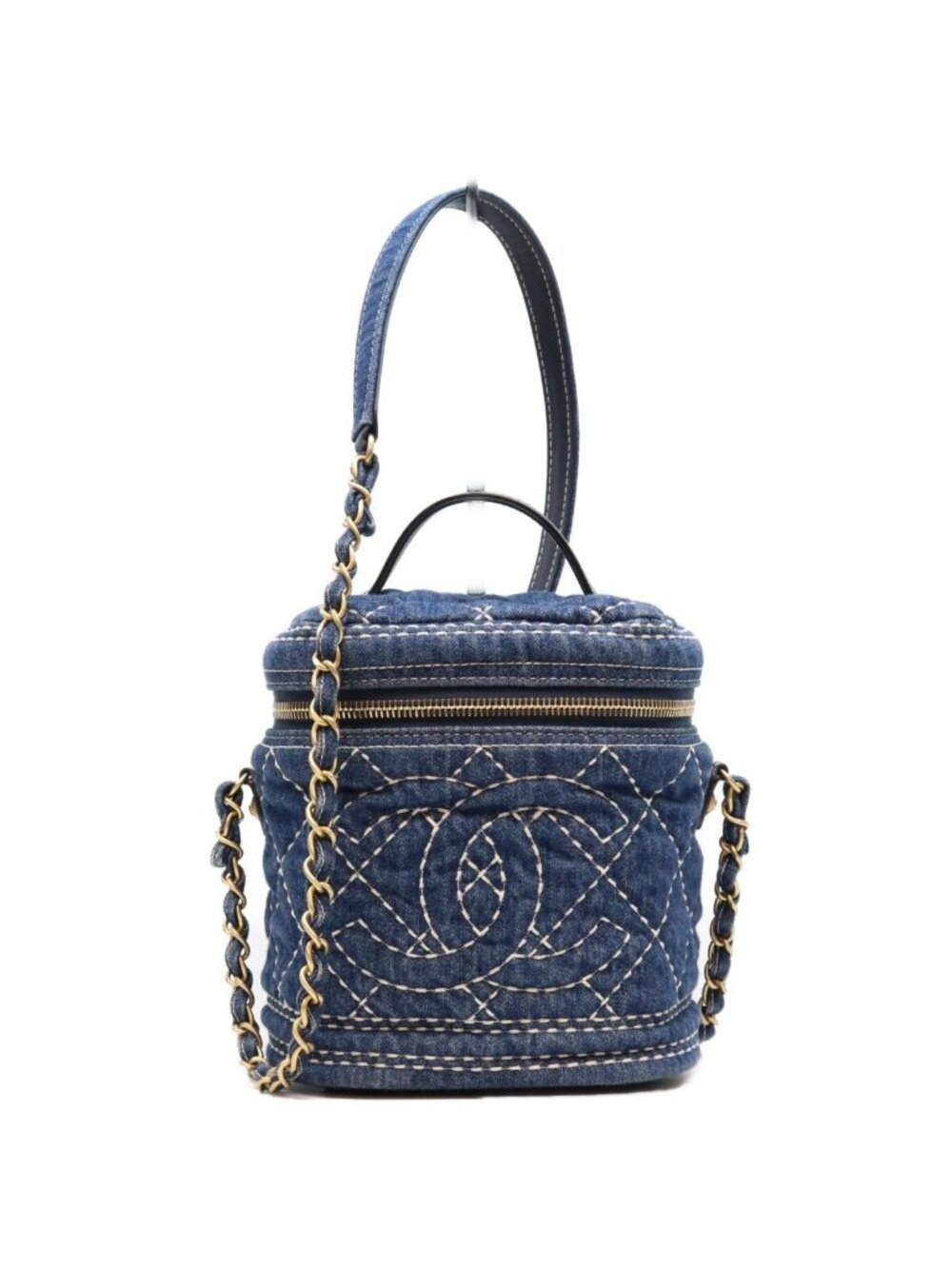 Chanel Blue Denim Wild Stitch Handle Vanity Shoulder Bag